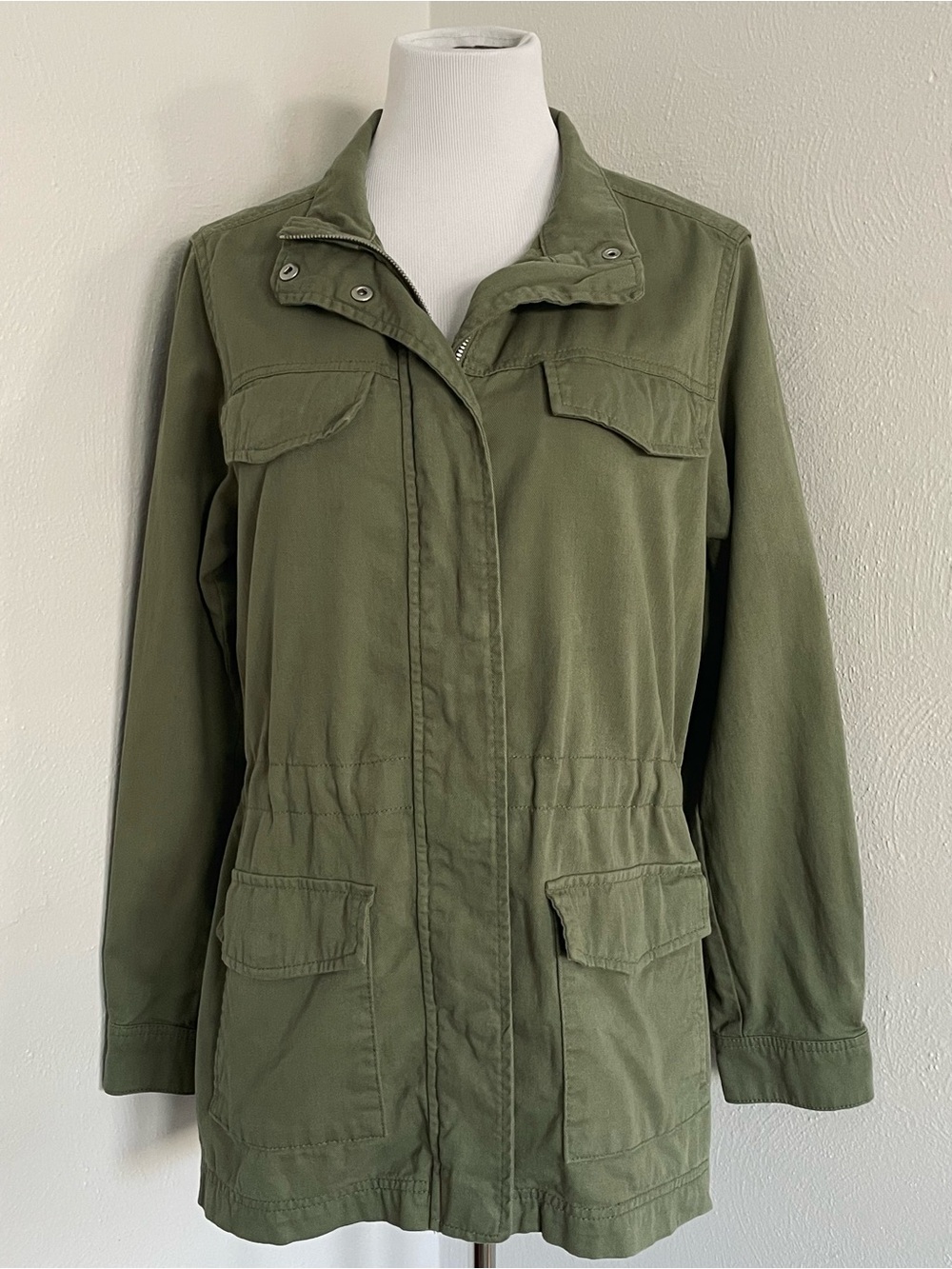 GAP Army Green Utility Jacket Cinched Waist Field Coat Size L